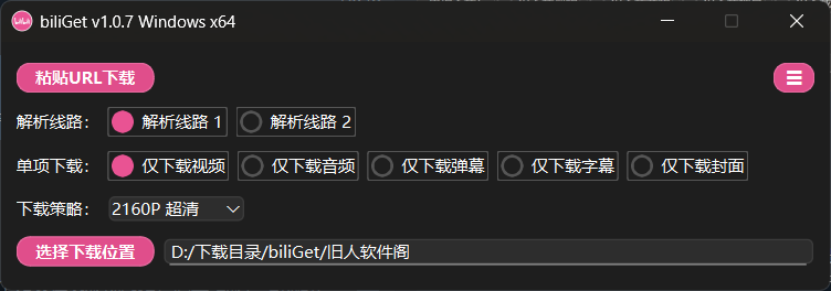 Windows biliGet - 免费 B 站视频解析下载工具 - 旧人软件阁-旧人软件阁